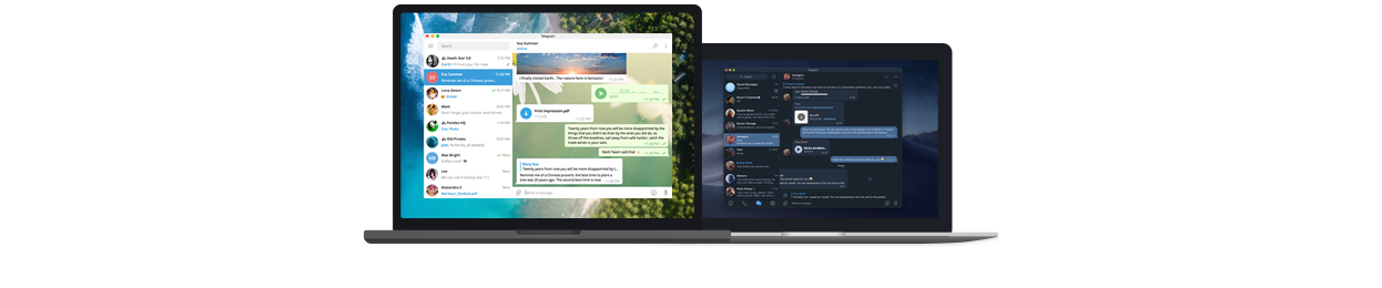 Telegram en français ouvert sur téléphone, tablette et ordinateur