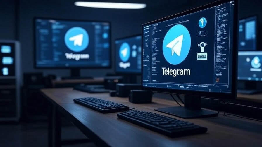 Migrer vers Telegram : mur d'écrans avec discussions synchronisées